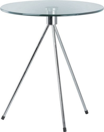 Mesa TRIPLICATE, baja, cromada, cristal,  50 cms diámetro.