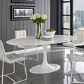 Mesa TUL, oval, fibra de vidrio, mármol blanco 180x108 cms