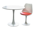 Mesa TUL (TO), base de metal, tapa lacada blanca, 80 cms de diámetro