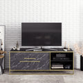 Mueble de TV SIENA, bilaminado mármol negro con metal dorado, 160 cms.