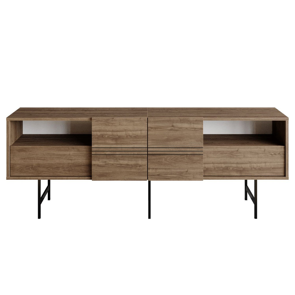 Mueble de TV SIMON, bilaminado nogal, 180 cms.