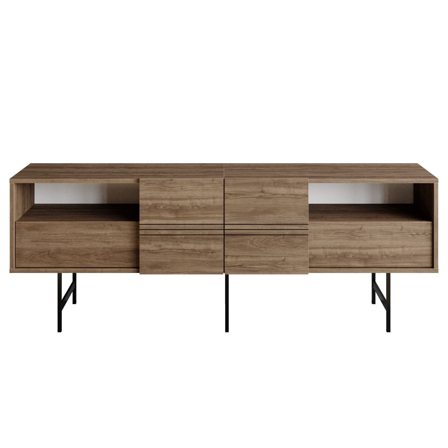 Mueble de TV SIMON, bilaminado nogal, 180 cms.