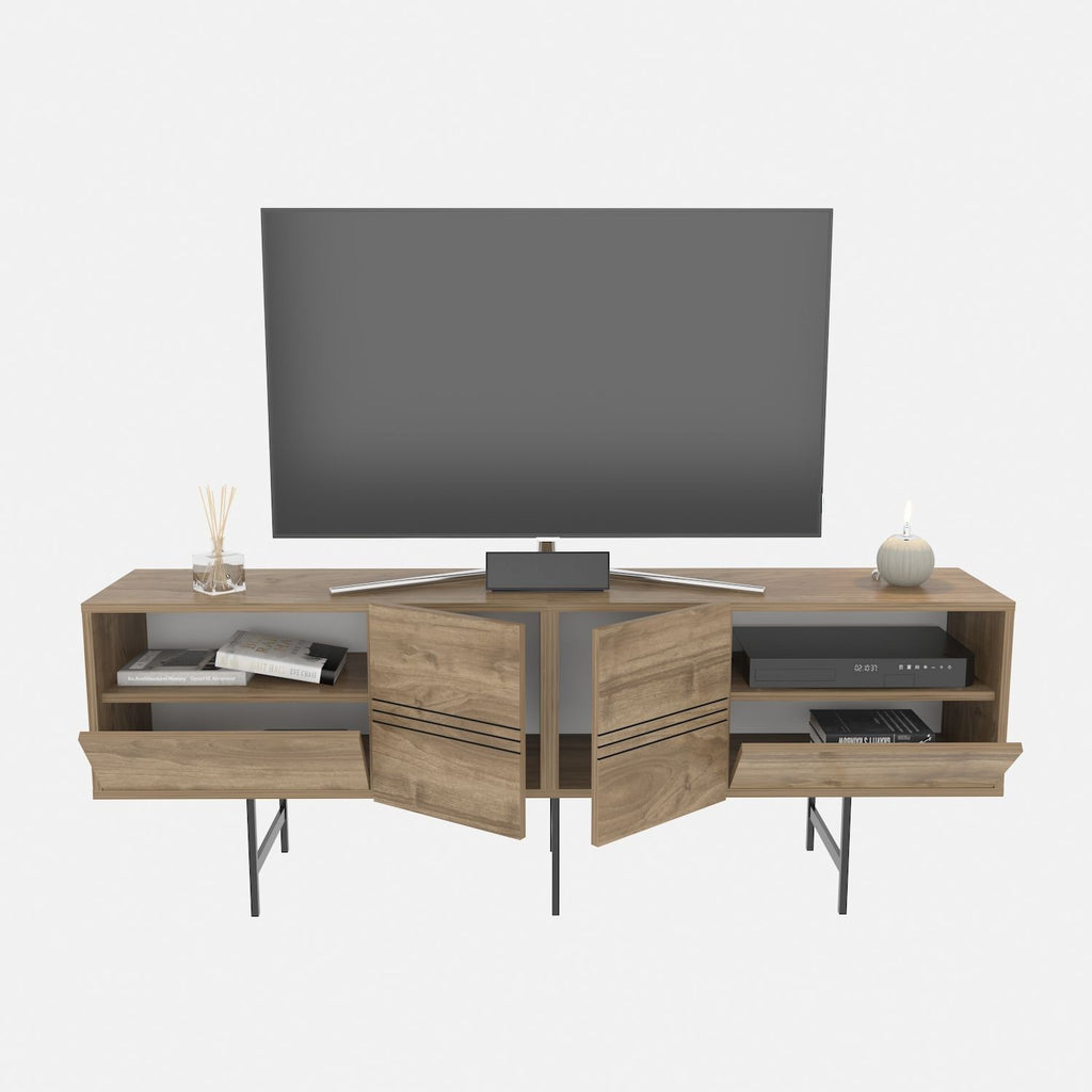 Mueble de TV SIMON, bilaminado nogal, 180 cms.