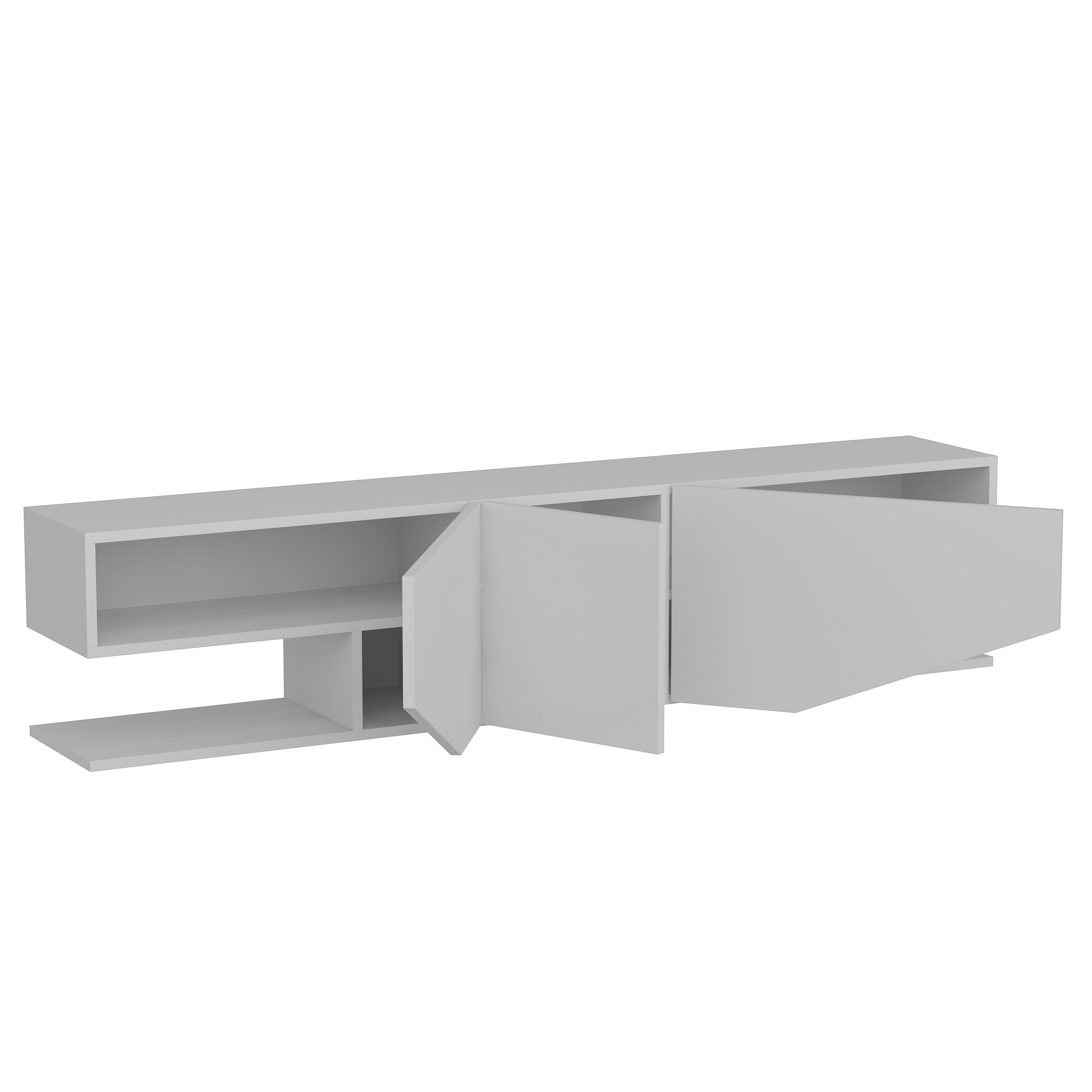 Mueble de TV VIOLET, bilaminado blanco brillo, 180 cms.