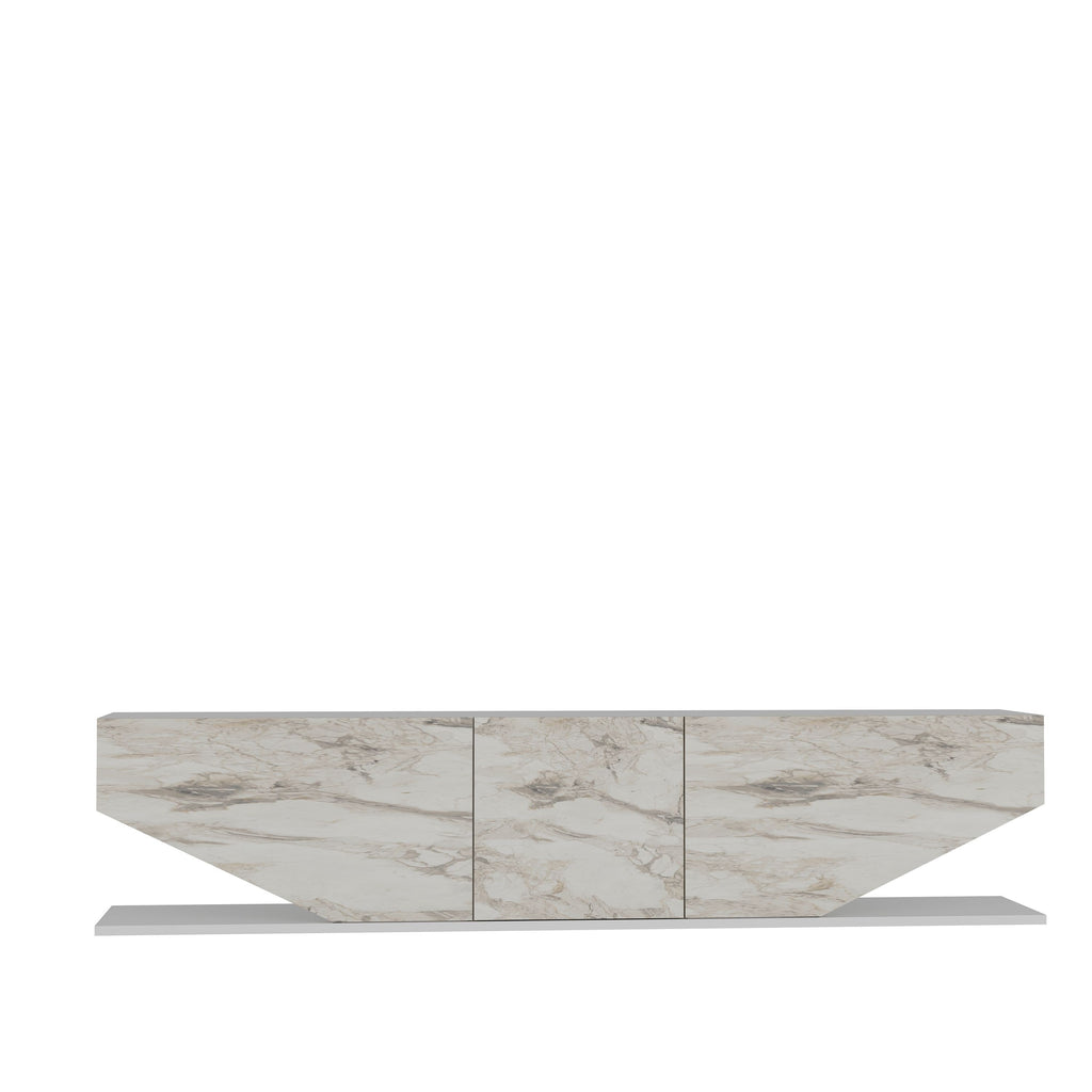 Mueble de TV VIOLET, bilaminado mármol blanco, 180 cms.