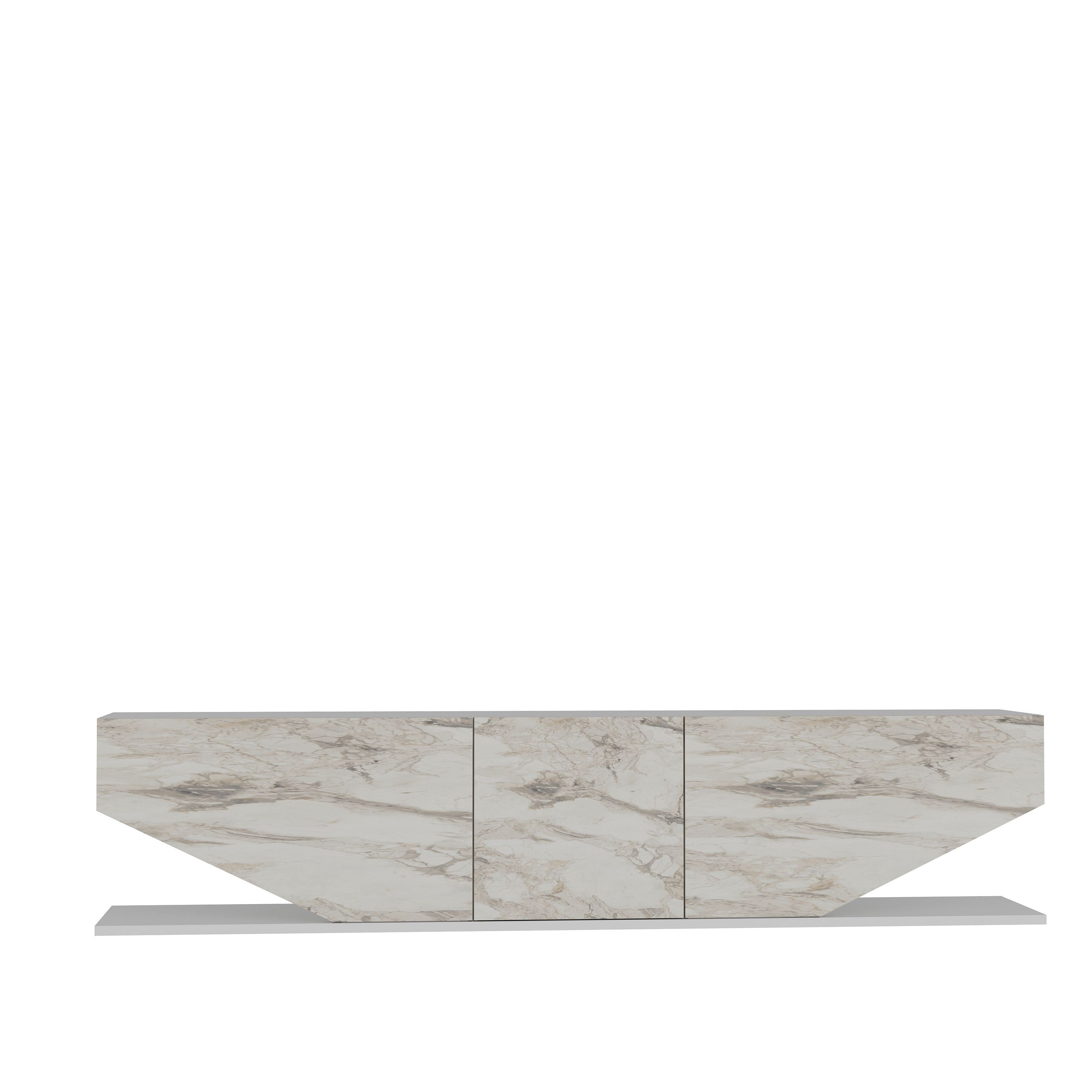 Mueble de TV VIOLET, bilaminado mármol blanco, 180 cms.