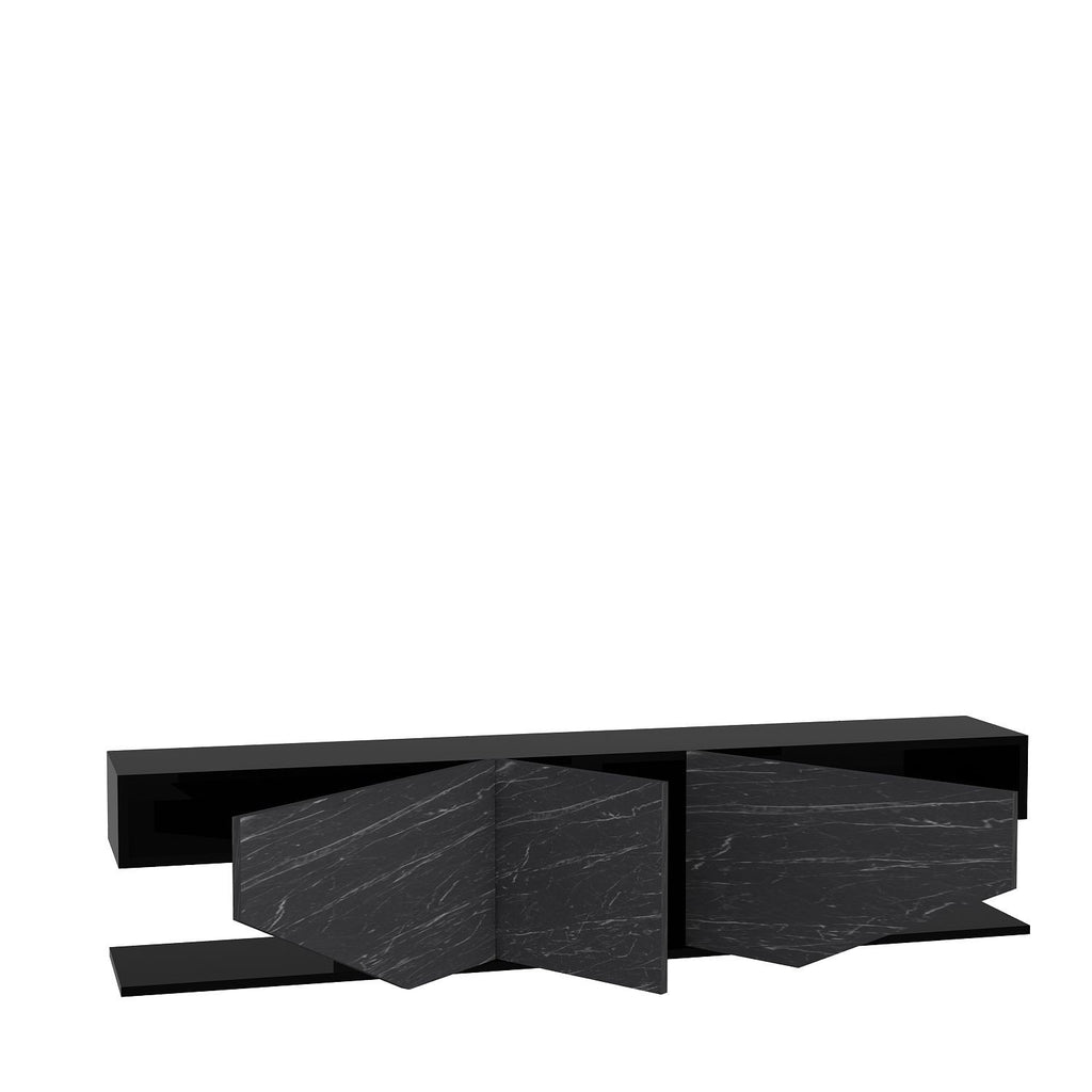 Mueble de TV VIOLET, bilaminado mármol negro, 180 cms.