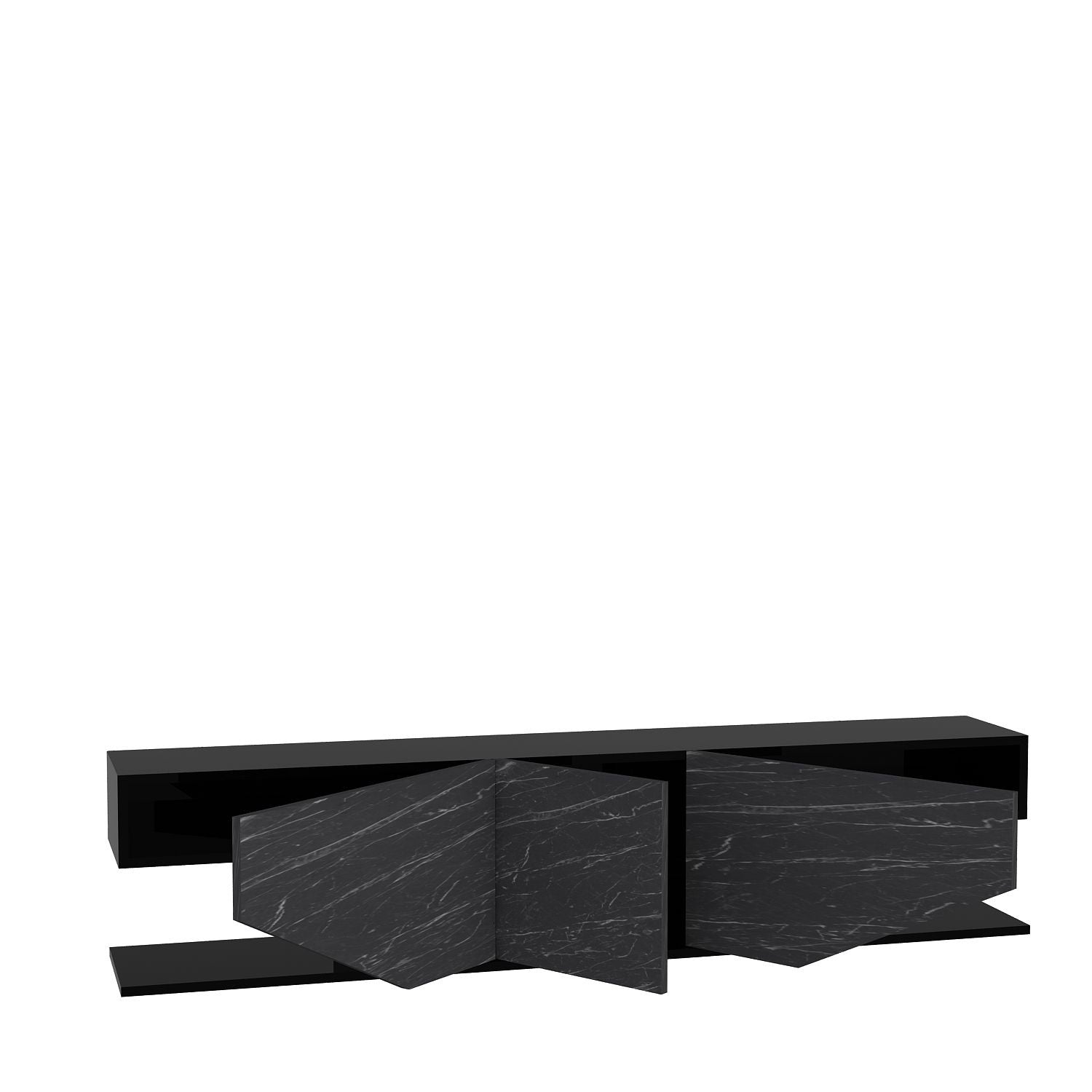 Mueble de TV VIOLET, bilaminado mármol negro, 180 cms.