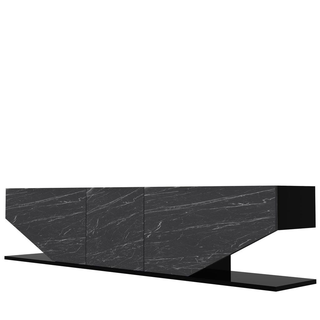 Mueble de TV VIOLET, bilaminado mármol negro, 180 cms.
