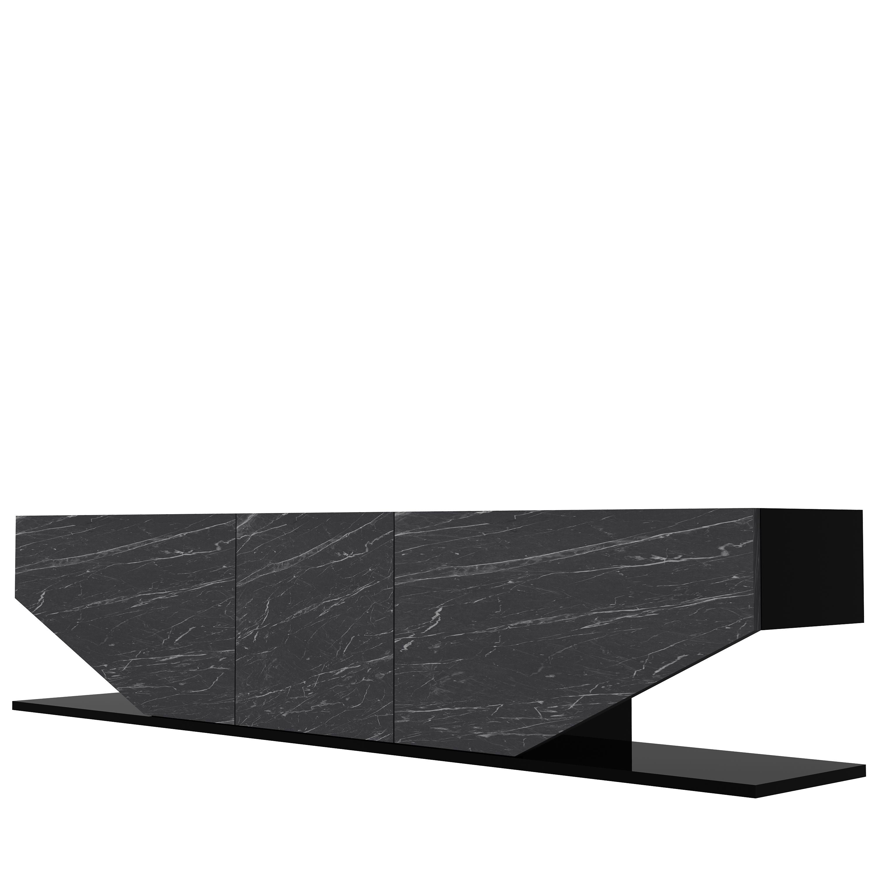 Mueble de TV VIOLET, bilaminado mármol negro, 180 cms.