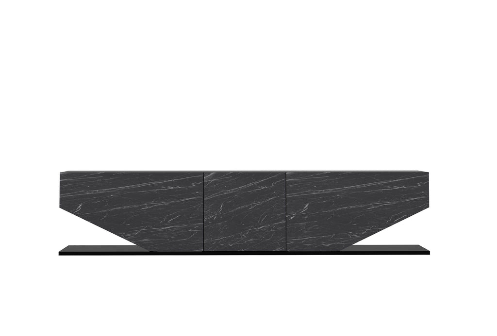 Mueble de TV VIOLET, bilaminado mármol negro, 180 cms.