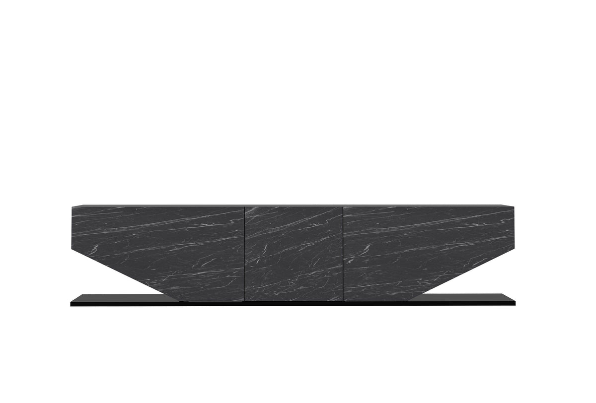 Mueble de TV VIOLET, bilaminado mármol negro, 180 cms.