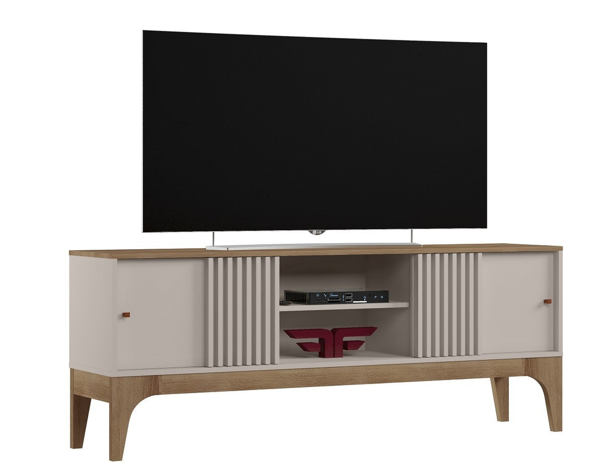 Mueble TV FLORENCIA, blanco roto y cedro, 160 cms