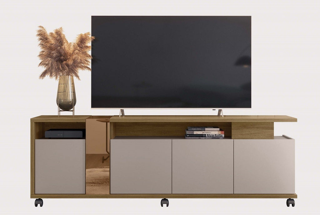 Mueble TV NEW CRISTAL, miel y cacao, 183 cms.