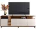Mueble TV NEW CRISTAL, nogal y blanco roto, 183 cms.