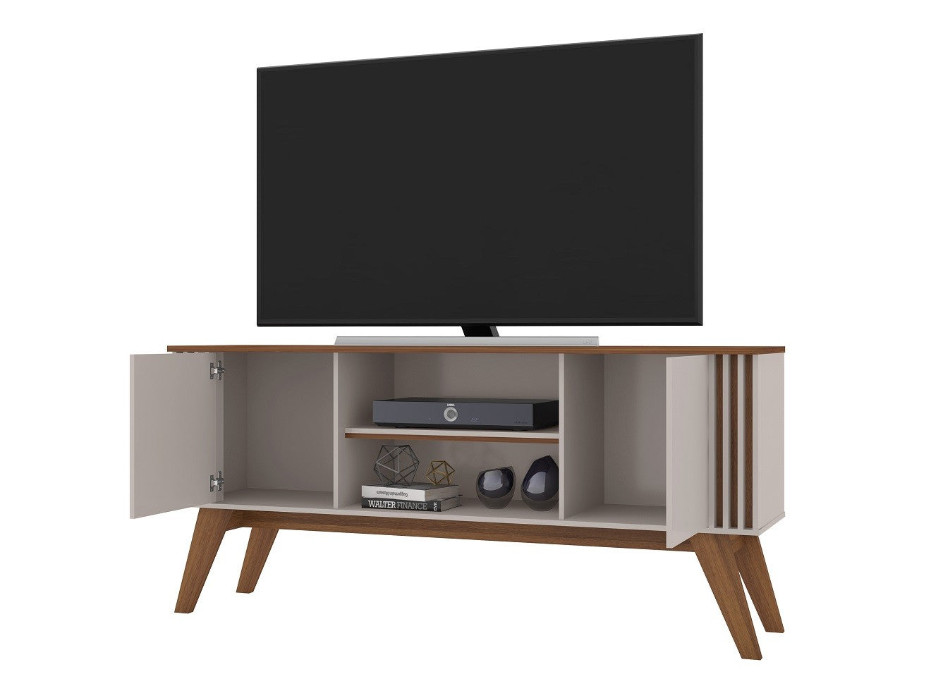 Mueble TV VITTA, blanco roto y matte, 150 cms.