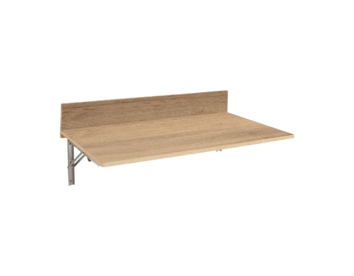 V VELASCO Mesa de Cocina Abatible de Pared Ainhoa | Mesa Plegable Madera Roble Hércules 90x50 cm | Escritorio de Pared Ahorro de Espacio con Estante Superior 90x12 cm para Cocinas Pequeñas