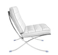 Silla BARNA (T), diseño, acero inoxidable, piel top blanca