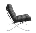 Silla BARNA (T), diseño, acero inoxidable, piel top negra