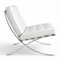 Silla BARNA (T), diseño, acero inoxidable, similpiel blanca