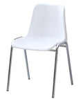 Silla CARCASA, apilable, cromada, polipropileno blanco
