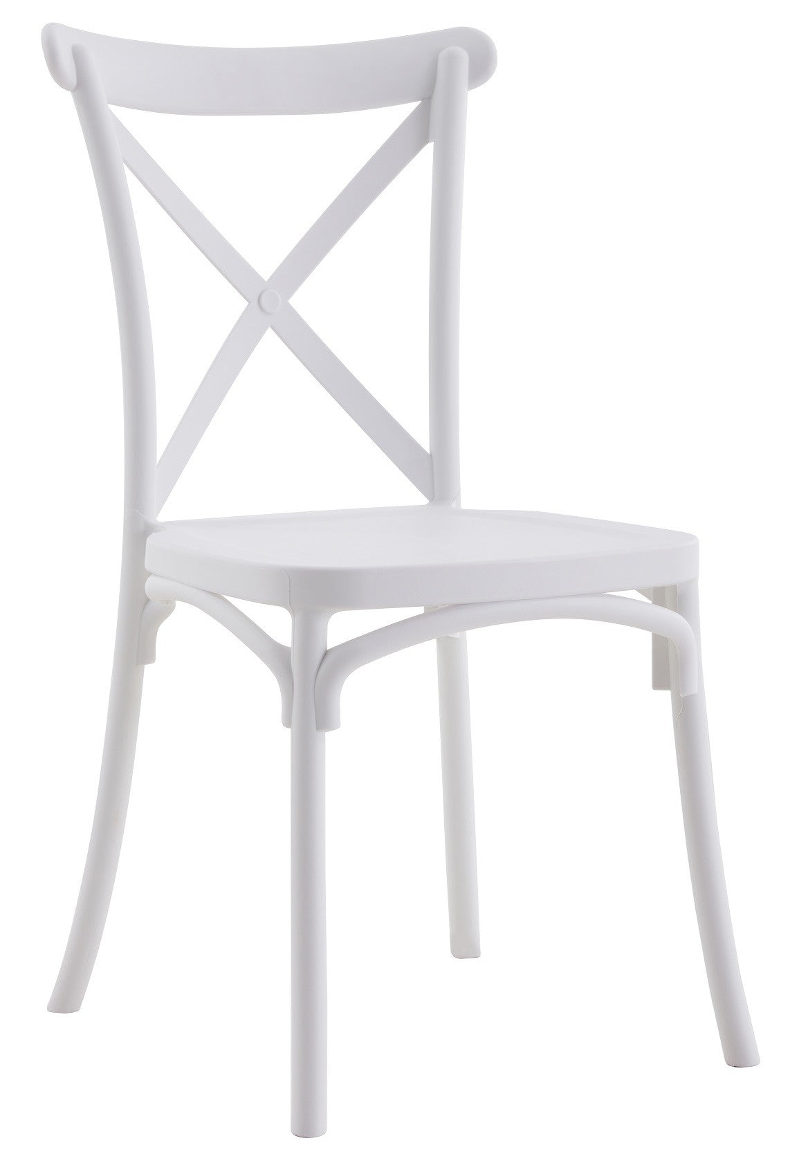 Silla CORFÚ, apilable, tratamiento anti UV, polipropileno blanco