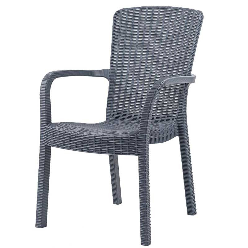 Sillón ARUBA, apilable, polipropileno gris