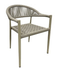 Sillón CANNES, apilable, aluminio, asiento y respaldo de cuerda beige