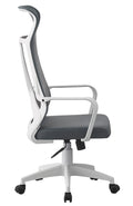 Sillón de oficina AMIENS, alto, blanco, malla y asiento gris