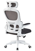 Sillón de oficina BERNAY, alto, blanco, malla y asiento negro