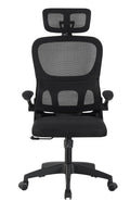 Sillón de oficina BERNAY, alto, negro, malla y asiento negro