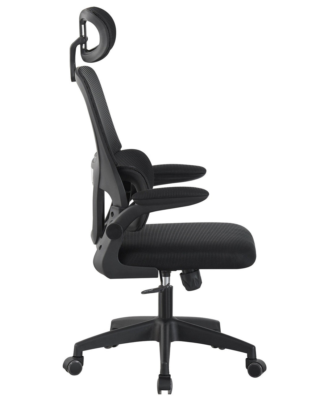 Sillón de oficina BERNAY, alto, negro, malla y asiento negro