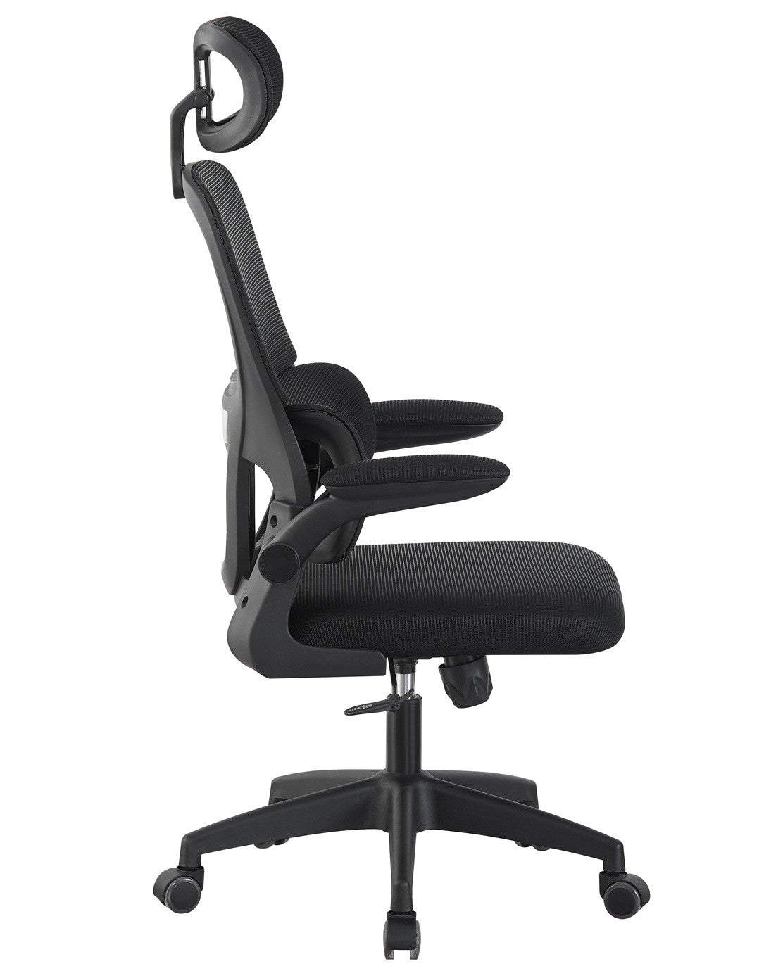 Sillón de oficina BERNAY, alto, negro, malla y asiento negro