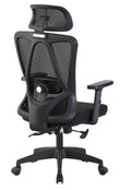 Sillón de oficina CIRAL, alto, negro, malla y asiento negro