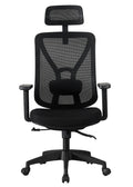 Sillón de oficina CLISSON, alto, negro, malla y asiento negro