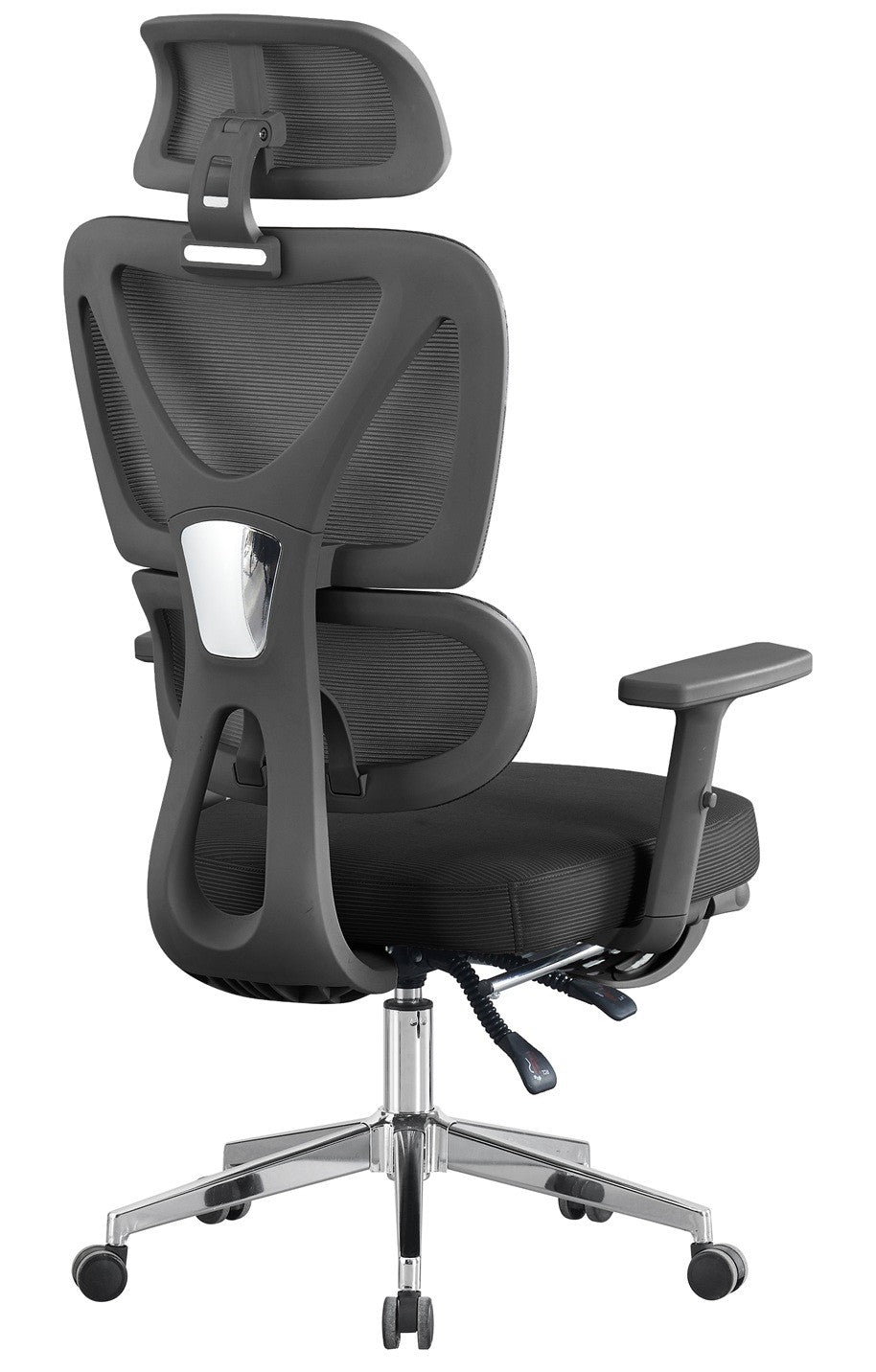 Sillón de oficina DURBUY, alto, ergonómico, negro, malla y asiento negro