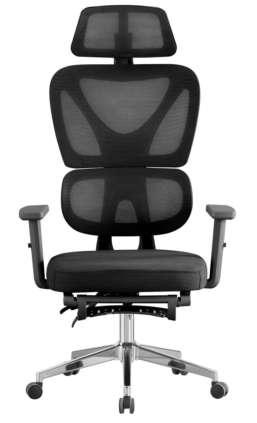 Sillón de oficina DURBUY, alto, ergonómico, negro, malla y asiento negro