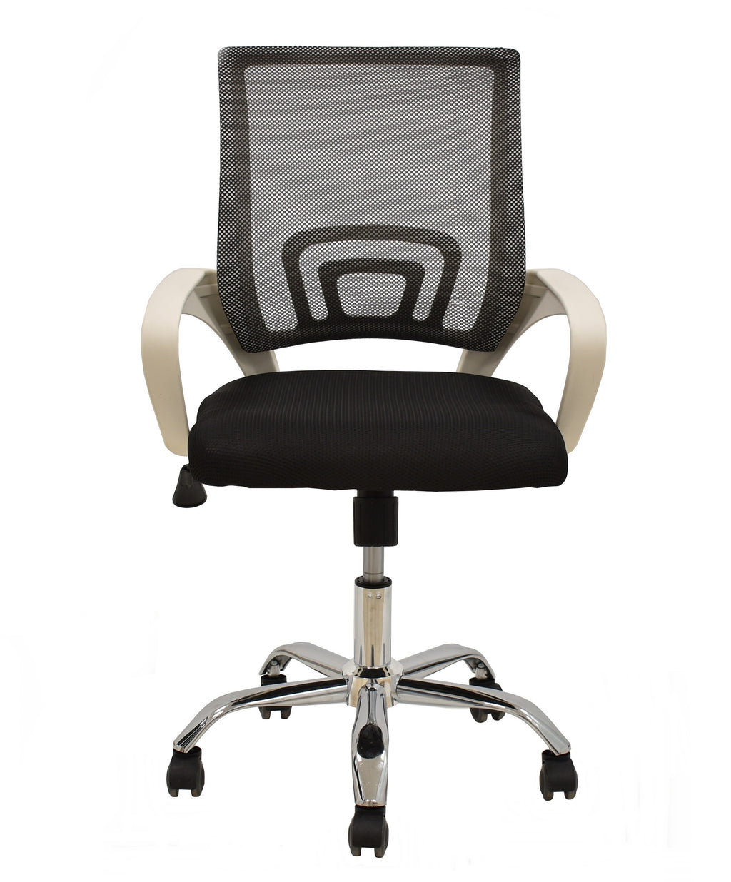 Sillón de oficina FISS NEW, brazos blanco, basculante, estructura y malla negro