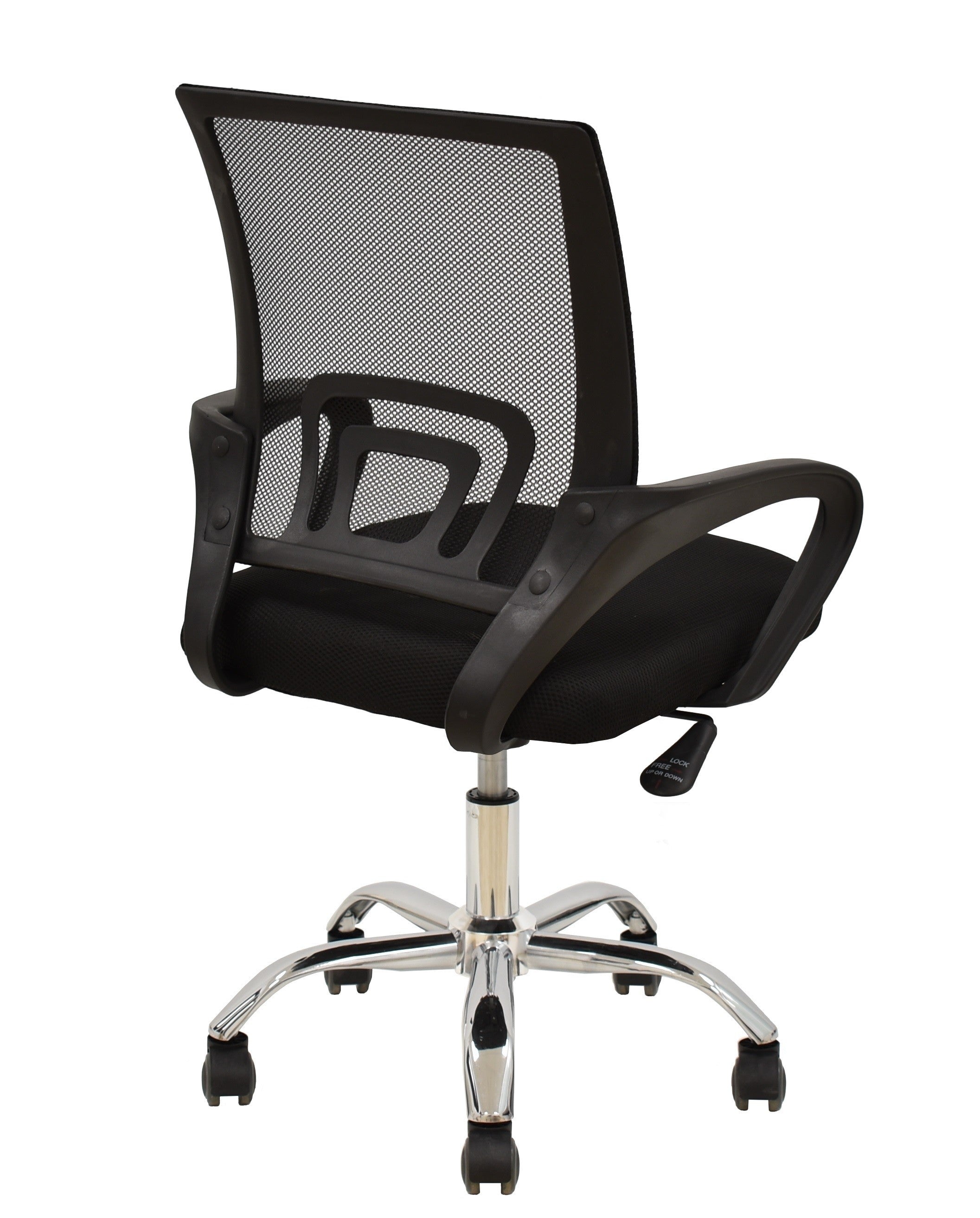 Sillón de oficina FISS NEW (M), negro, basculante, malla y tejido negro