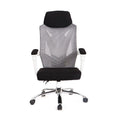 Sillón de oficina GRAZ, blanco, alto, malla gris, tejido negro