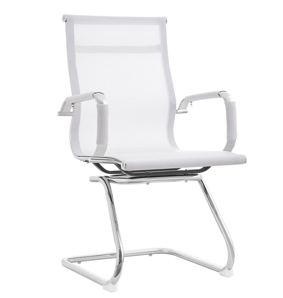 Sillón de oficina IGOR, fijo, cromado, malla blanca