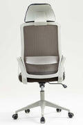 Sillón de oficina MARIO, alto, gris, malla y asiento gris