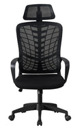 Sillón de oficina MELLAC, alto, negro, malla y asiento negro