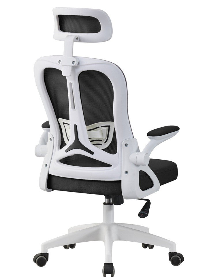Sillón de oficina ORBEC, alto, blanco, malla y asiento negro