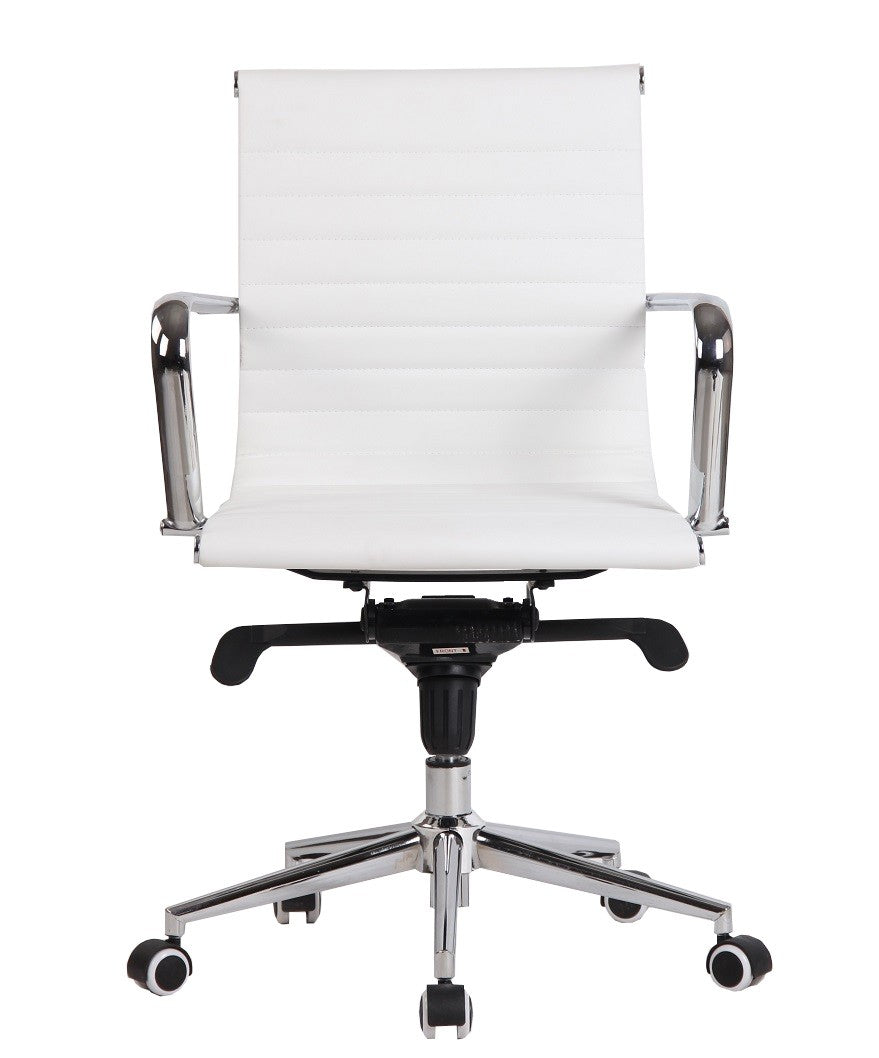 Sillón de oficina ROTERDAM, giratorio, similpiel blanca