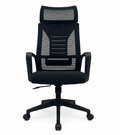 Sillón de oficina UTRECH, alto, negro, malla y tejido negro