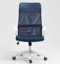 Sillón de oficina VERTON, blanco, malla y asiento azul oscuro