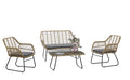 Sillón KROYA, metal, ratán beige, cojín negro