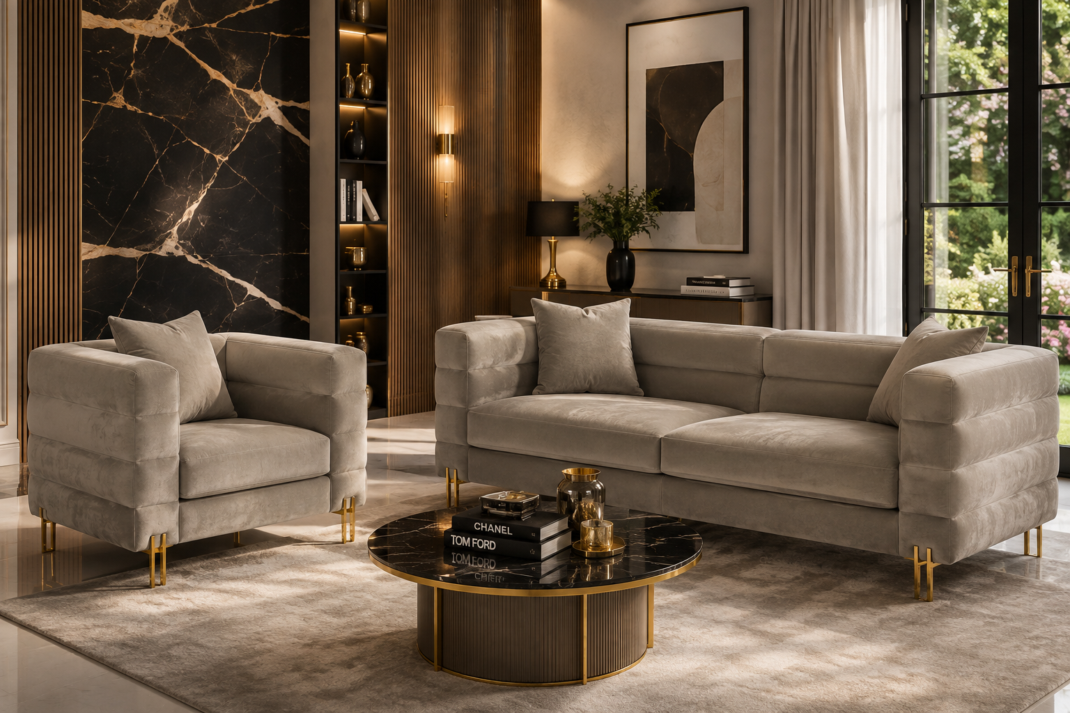 Sillón LARIOS, tejido velvet gris claro 25