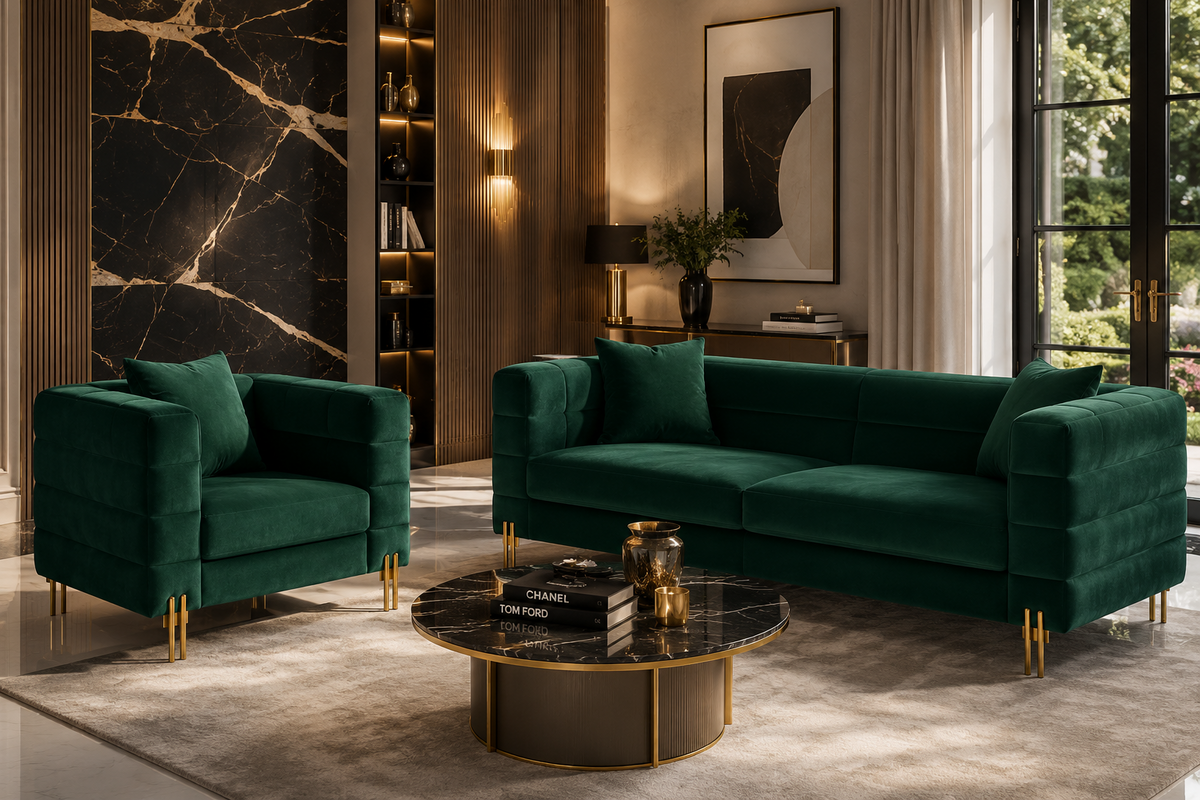 Sillón LARIOS, tejido velvet verde oscuro 42